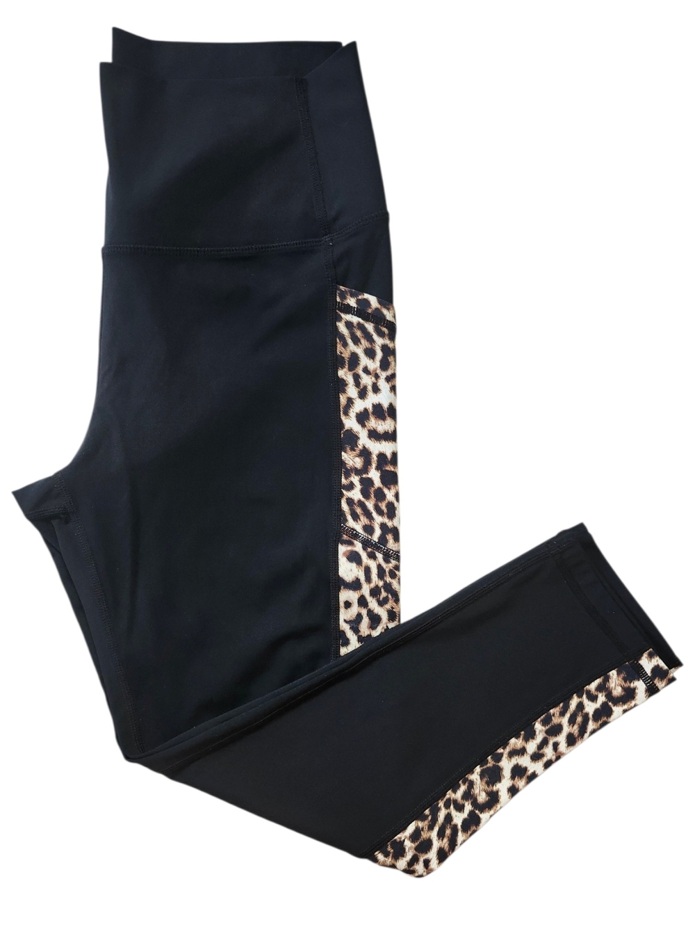 Zyia High-Waist Capri Leggings with Leopard Side Panels